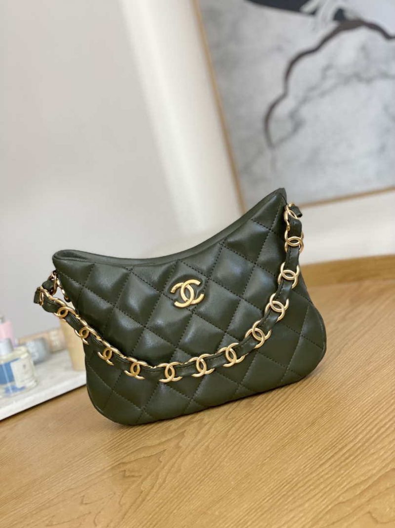 chanel as3562 hobo handbag lambskin dark green 001 luxibags.ru .jpg
