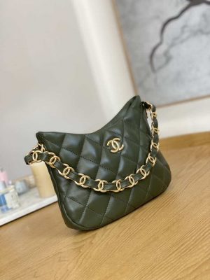 chanel as3562 hobo handbag lambskin dark green 003 luxibags.ru .jpg
