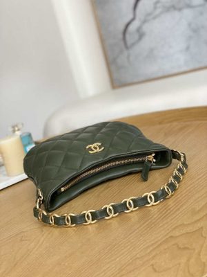 chanel as3562 hobo handbag lambskin dark green 005 luxibags.ru .jpg
