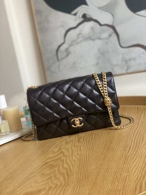 chanel as3609 flap bag lambskin lambskin gold tone metal dark brown 001 luxibags.ru .jpg
