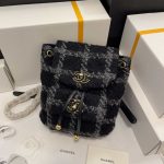 chanel as3615 backpack wool tweed gold tone metal black gray 001 luxibags.ru .jpg