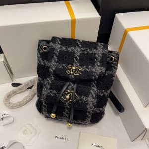 chanel as3615 backpack wool tweed gold tone metal black gray 001 luxibags.ru .jpg