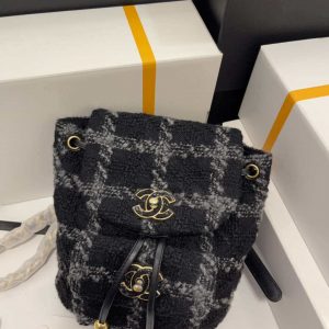 chanel as3615 backpack wool tweed gold tone metal black gray 002 luxibags.ru .jpg