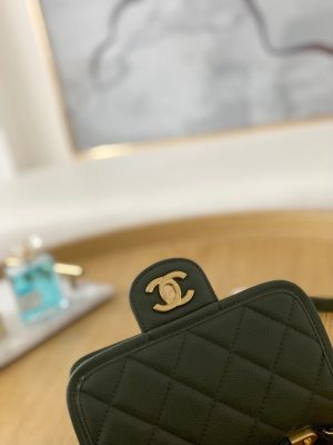 chanel as3652 small flap bag with top handle calfskin gold tone metal dark green 004 luxibags.ru .jpg