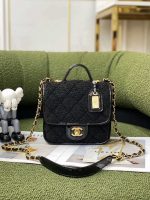 chanel as3652 small flap bag with top handle cotton wool tweed gold tone metal black 002 luxibags.ru .jpg