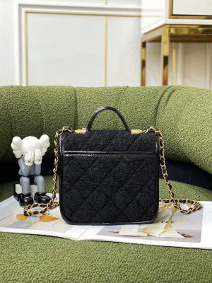 chanel as3652 small flap bag with top handle cotton wool tweed gold tone metal black 003 luxibags.ru .jpg