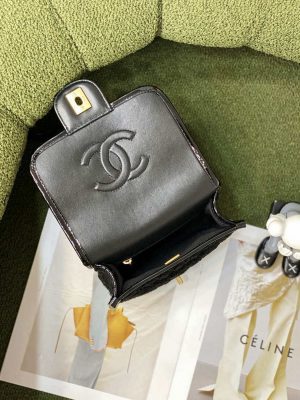 chanel as3652 small flap bag with top handle cotton wool tweed gold tone metal black 006 luxibags.ru .jpg