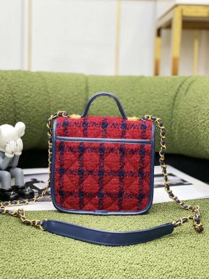 chanel as3652 small flap bag with top handle cotton wool tweed gold tone metal black and red 003 luxibags.ru .jpg