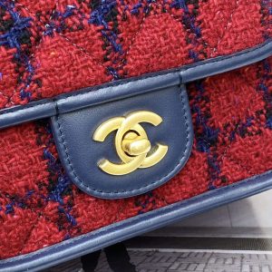 chanel as3652 small flap bag with top handle cotton wool tweed gold tone metal black and red 008 luxibags.ru .jpg
