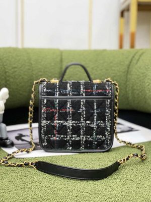 chanel as3652 small flap bag with top handle cotton wool tweed gold tone metal black and white 003 luxibags.ru .jpg
