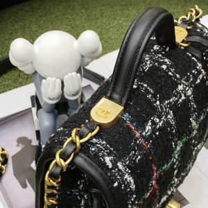 chanel as3652 small flap bag with top handle cotton wool tweed gold tone metal black and white 007 luxibags.ru .jpg