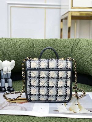 chanel as3652 small flap bag with top handle cotton wool tweed gold tone metal grey and beige 003 luxibags.ru .jpg