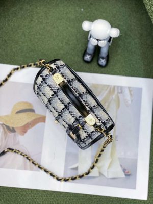 chanel as3652 small flap bag with top handle cotton wool tweed gold tone metal grey and beige 004 luxibags.ru .jpg