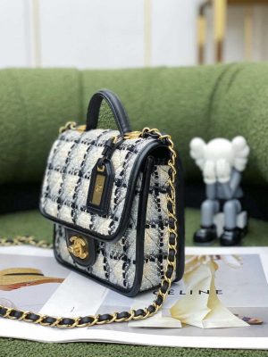 chanel as3652 small flap bag with top handle cotton wool tweed gold tone metal grey and beige 005 luxibags.ru .jpg