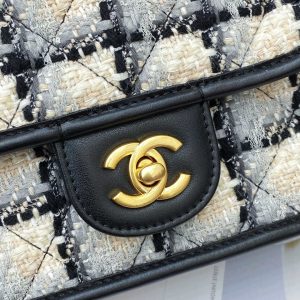 chanel as3652 small flap bag with top handle cotton wool tweed gold tone metal grey and beige 008 luxibags.ru .jpg