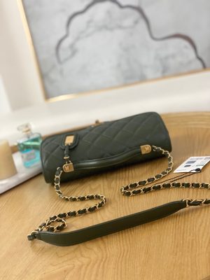 chanel as3653 small flap bag with top handle calfskin gold tone metal dark green 006 luxibags.ru .jpg