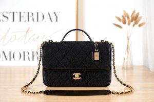 chanel as3653 small flap bag with top handle wool tweed gold tone metal black 001 luxibags.ru .jpg