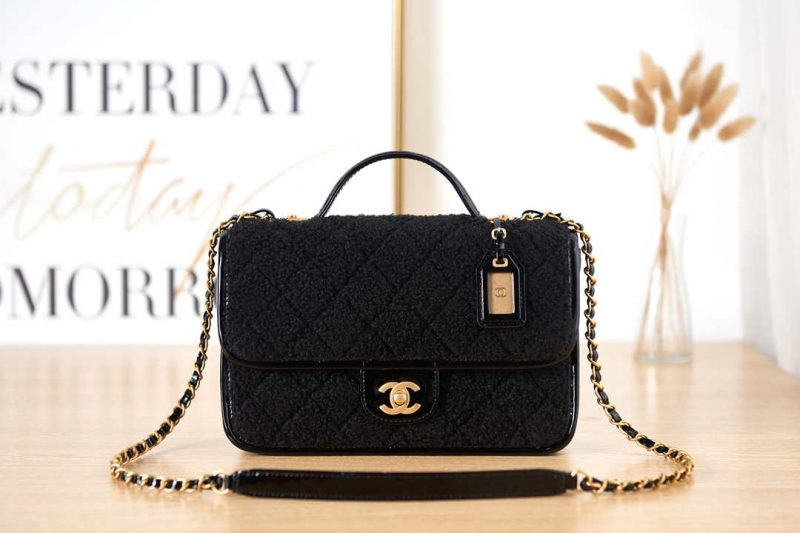 chanel as3653 small flap bag with top handle wool tweed gold tone metal black 001 luxibags.ru .jpg