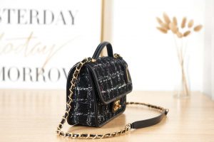 chanel as3653 small flap bag with top handle wool tweed gold tone metal black and white 003 luxibags.ru .jpg