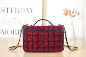 chanel as3653 small flap bag with top handle wool tweed gold tone metal red and navy blue 004 luxibags.ru .jpg