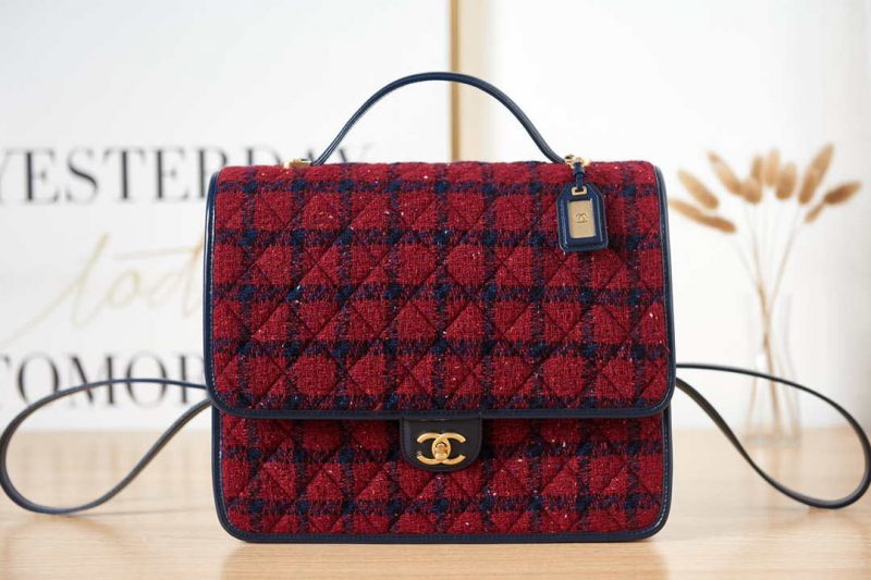 chanel as3662 large backpack wool tweed gold tone metal wine red 001 luxibags.ru .jpg
