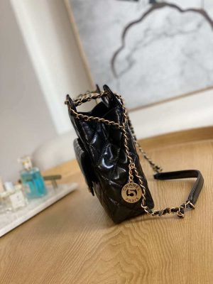 chanel as3690 hobo handbag shiny crumpled calfskin gold tone metal black 003 luxibags.ru .jpg