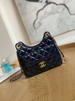 chanel as3710 small hobo handbag shiny crumpled calfskin gold tone metal navy blue 001 luxibags.ru .jpg