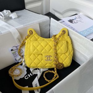 chanel as3710 small hobo handbag velvet gold tone metal yellow 001 luxibags.ru .jpg