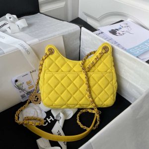 chanel as3710 small hobo handbag velvet gold tone metal yellow 002 luxibags.ru .jpg