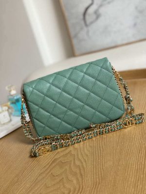chanel as3757 mini flap bag grained calfskin gold tone metal green 002 luxibags.ru .jpg