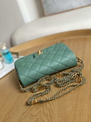 chanel as3757 mini flap bag grained calfskin gold tone metal green 005 luxibags.ru .jpg