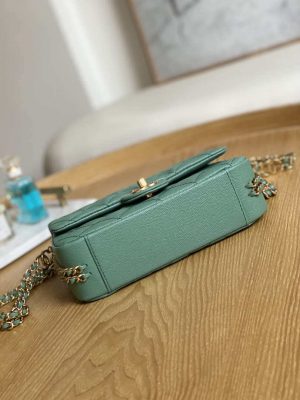 chanel as3757 mini flap bag grained calfskin gold tone metal green 006 luxibags.ru .jpg