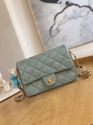 chanel as3757 mini flap bag grained calfskin gold tone metal light green 001 luxibags.ru .jpg
