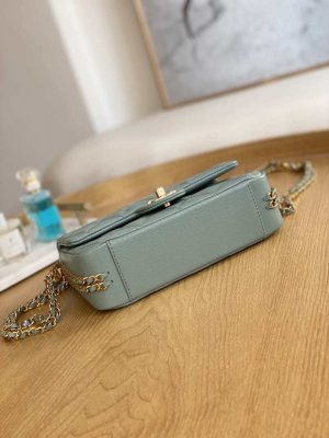 chanel as3757 mini flap bag grained calfskin gold tone metal light green 006 luxibags.ru .jpg