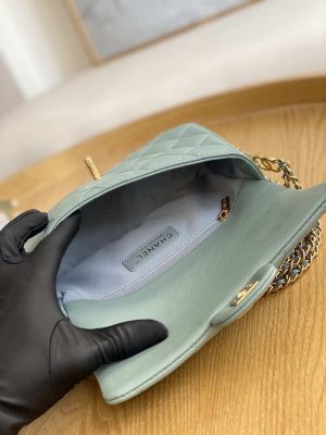 chanel as3757 mini flap bag grained calfskin gold tone metal light green 008 luxibags.ru .jpg