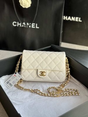 chanel as3757 mini flap bag grained calfskin gold tone metal white 001 luxibags.ru .jpg