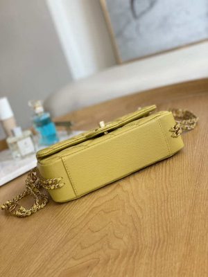 chanel as3757 mini flap bag grained calfskin gold tone metal yellow 006 luxibags.ru .jpg