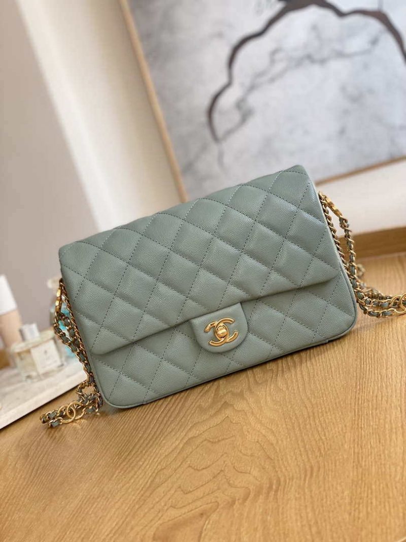 chanel as3777 flap bag grained calfskin gold tone metal light green 001 luxibags.ru .jpg