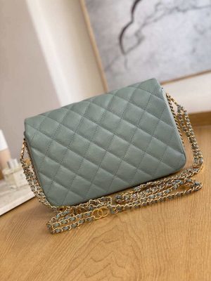 chanel as3777 flap bag grained calfskin gold tone metal light green 002 luxibags.ru .jpg