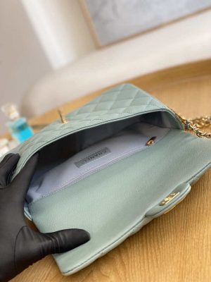 chanel as3777 flap bag grained calfskin gold tone metal light green 008 luxibags.ru .jpg