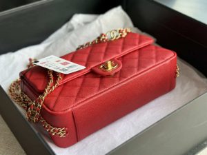chanel as3777 flap bag grained calfskin gold tone metal red 007 luxibags.ru .jpg