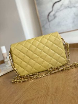 chanel as3777 flap bag grained calfskin gold tone metal yellow 002 luxibags.ru .jpg