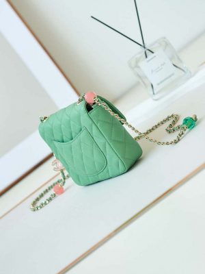 chanel as3782 mini flap bag 23p enamel gold tone metal 16cm green 03 luxibags.ru .jpg