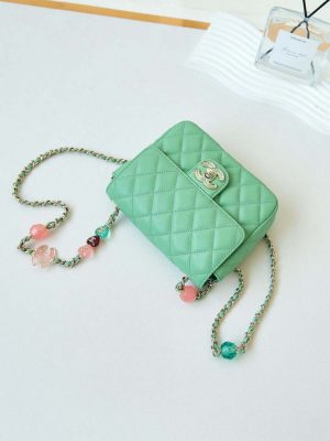 chanel as3782 mini flap bag 23p enamel gold tone metal 16cm green 07 luxibags.ru .jpg
