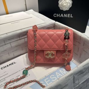 chanel as3782 mini flap bag 23p enamel gold tone metal pink 16cm 001 luxibags.ru .jpg