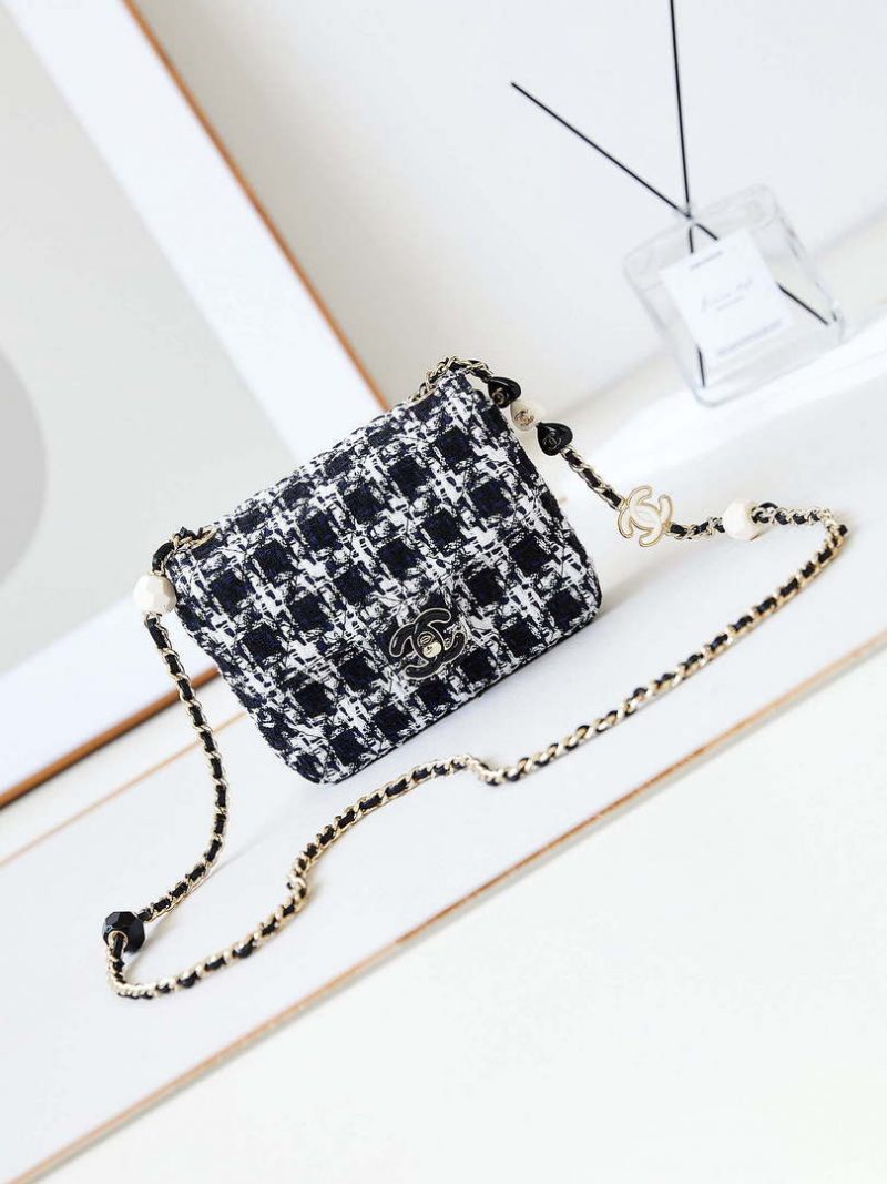 chanel as3782 mini flap bag 23p tweed gold tone metal 16cm black white 01 luxibags.ru .jpg