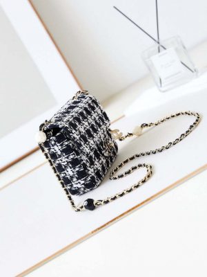 chanel as3782 mini flap bag 23p tweed gold tone metal 16cm black white 03 luxibags.ru .jpg