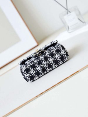 chanel as3782 mini flap bag 23p tweed gold tone metal 16cm black white 05 luxibags.ru .jpg