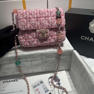 chanel as3782 mini flap bag 23p woolen enamel gold tone metal pink 16cm 002 luxibags.ru .jpg
