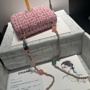 chanel as3782 mini flap bag 23p woolen enamel gold tone metal pink 16cm 004 luxibags.ru .jpg